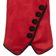 Dents Faux Suede Button Gloves - Berry Red/Black