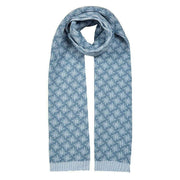 Dents Jacquard Hash Symbol Pattern Reversible Knitted Scarf - Lake/Cornflower Blue