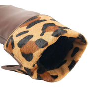 Dents Maya Ponyskin Leopard Print Cuff Leather Gloves - Chestnut Brown