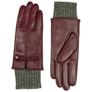 Dents Renee Touchscreen Leather Gloves - Damson Burgundy/Charcoal Grey
