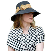 Dents Ribbon and Bow Straw Sun Hat - Black/Natural