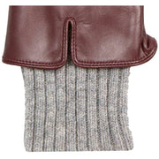 Dents Tamara Knitted Cuff Leather Gloves - Claret Red/Dove Grey