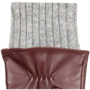 Dents Tamara Knitted Cuff Leather Gloves - Claret Red/Dove Grey