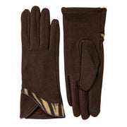 Dents Zebra Print Touchscreen Velour-Lined Gloves - Mocca Brown