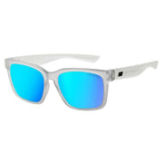 Dirty Dog Goat Sunglasses - Satin Xtal Clear/Grey Ice/Blue Mirror