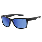 Dirty Dog Yolo Sunglasses - Satin Black/Grey/Blue Mirror