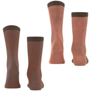 Esprit Allover Stripe 2 Pack Socks - Brown Mix