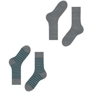 Esprit Fine Stripe 2 Pack Socks - Marengo Grey