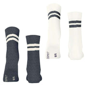 Esprit Tennis Stripe 2 Pack Socks - Black/White