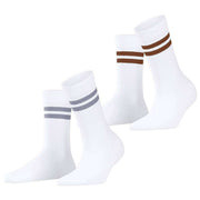 Esprit Tennis Stripe 2 Pack Socks - Brown/Purple