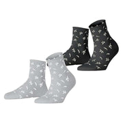 Esprit Twig 2 Pack Socks - Grey/Black