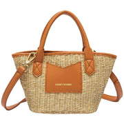Every Other Small Straw Rattan Grab Bag - Tan