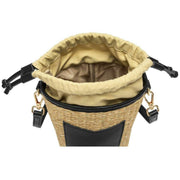 Every Other Straw Rattan Bucket Bag - Black