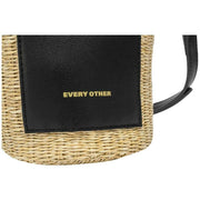 Every Other Straw Rattan Bucket Bag - Black