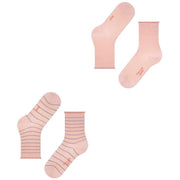 Falke Happy Stripe 2 Pack Socks - Blossom Pink