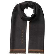 Falke Jacquard Weave Merino Wool Scarf - Brown Mel