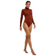 Falke Timeless Cotton Turtle-Neck Brief Bodysuit - Mink Brown
