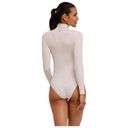 Falke Timeless Cotton Turtle-Neck Brief Bodysuit - Pearl White