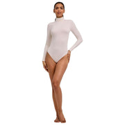 Falke Timeless Cotton Turtle-Neck Brief Bodysuit - Pearl White