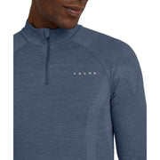 Falke Wool Tech Long Sleeve Zip Shirt - Capitain Blue