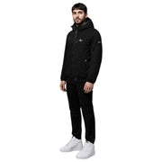 Helvetica Mountain Pioneers Eyeblock Hooded Windbreaker Jacket - Black