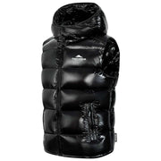 Helvetica Mountain Pioneers Space Sleeveless Hooded Jacket - Black