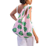 Kind Bag London Medium Reusable Bag - Palms Pink/Green