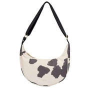 Lefrik Lua Printed Cow Shoulder Bag - Cream/Grey