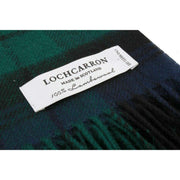 Locharron of Scotland Borders Black Watch Modern Tartan Lambswool Blanket - Green/Navy/Black