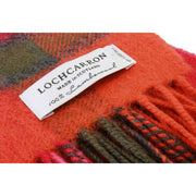 Locharron of Scotland Borders Buchanan Rose Lambswool Blanket - Red/Green/Pink