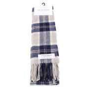 Locharron of Scotland Bowhill Bannockbane Grey Lambswool Tartan Scarf - Grey/Blue