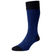 Pantherella Fabian Herringbone Over the Calf Socks - Navy