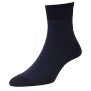 Pantherella Hyde Tonal Pattern Egyptian Cotton Ankle Socks - Navy