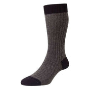 Pantherella Moreton Feeder Stripe Cashmere Socks - Black