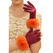 Powder Bettina Gloves - Burgundy/Tangerine Orange