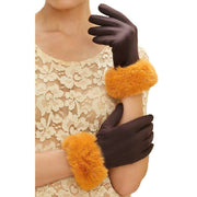 Powder Bettina Gloves - Chocolate Brown/Mustard Yellow