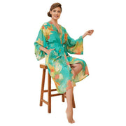 Powder Hummingbird Kimono Gown - Aqua Blue