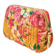 Powder Impressionist Floral Large Quilted Wash Bag - Mustard Yellow