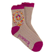 Powder Letter Q Ankle Socks - Pink