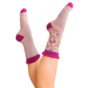 Powder Letter Q Ankle Socks - Pink