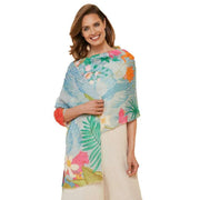 Powder Linen Tropical Flora and Fauna Scarf - Lavender