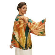 Powder Painted Palms Kimono Jacket - Tangerine