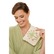 Powder Paradise Palms Jute Mini Zip Pouch - Cream