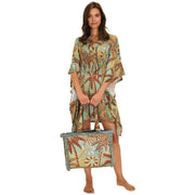 Powder Patterned Palms Beach Cover Up - Blue