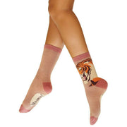 Powder Thrill of the Tiger Ankle Socks - Dusky Rose Pink