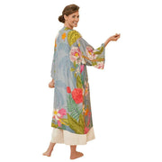 Powder Tropical Flora and Fauna Kimono Gown - Lavender Blue