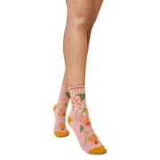 Powder Tropical Flora Ankle Socks - Petal Pink