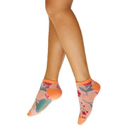 Powder Watercolour Flowers Trainer Socks - Petal Pink