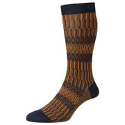 Pantherella Islington Texture Jacquard Cotton Fil D'Ecosse Socks - Navy