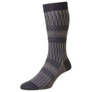 Pantherella Islington Texture Jacquard Cotton Fil D'Ecosse Socks - Steel Blue